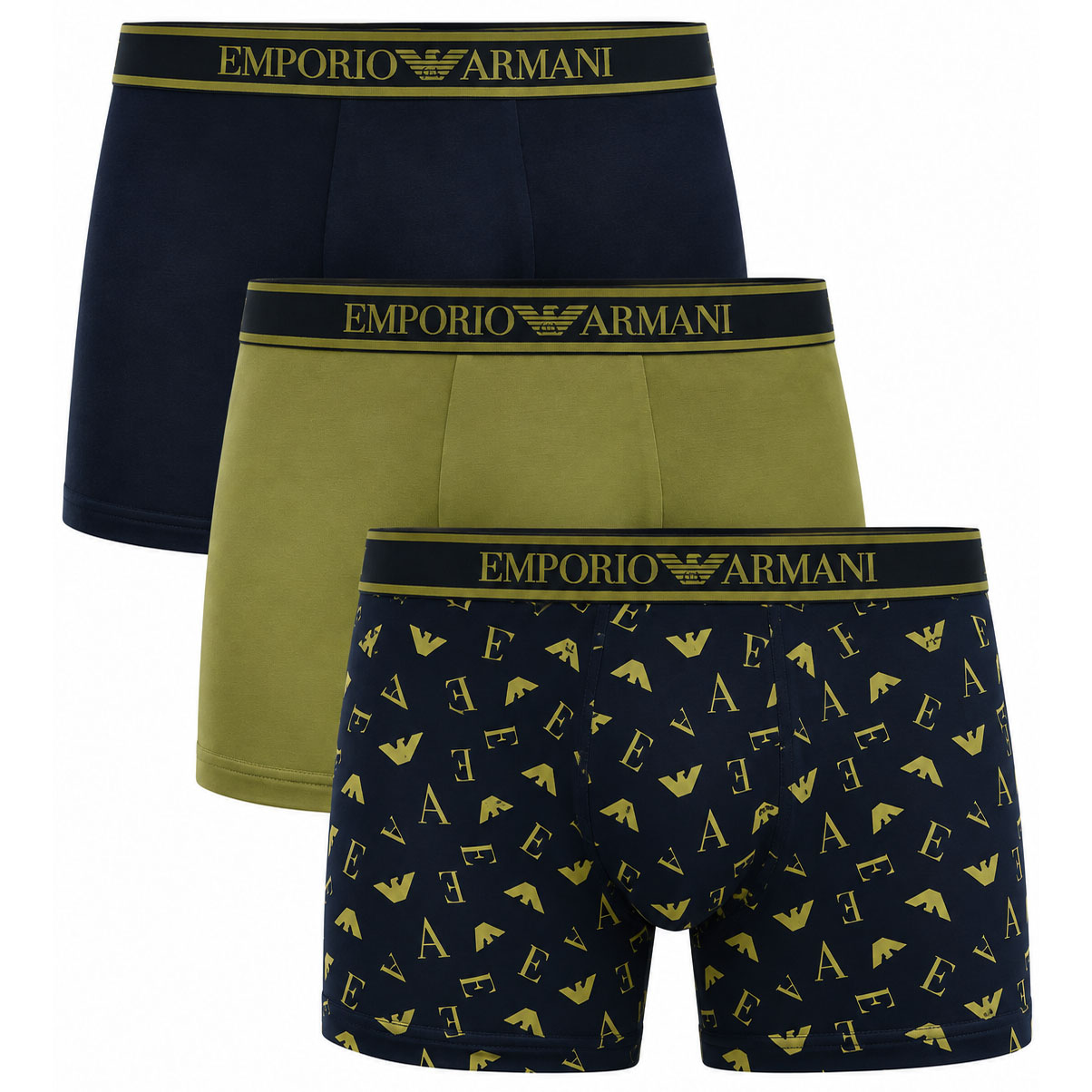 Armani boxershorts 3-pack met print blauw-groen